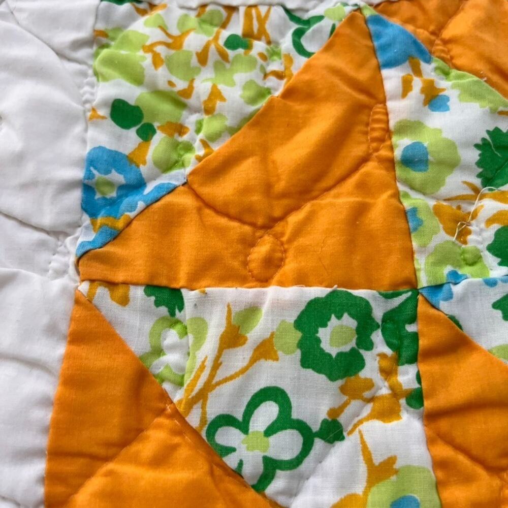 Vintage Handmade Patchwork Quilt Queen Reversible Multicolor Eight-Point Star - Picture 4 of 16